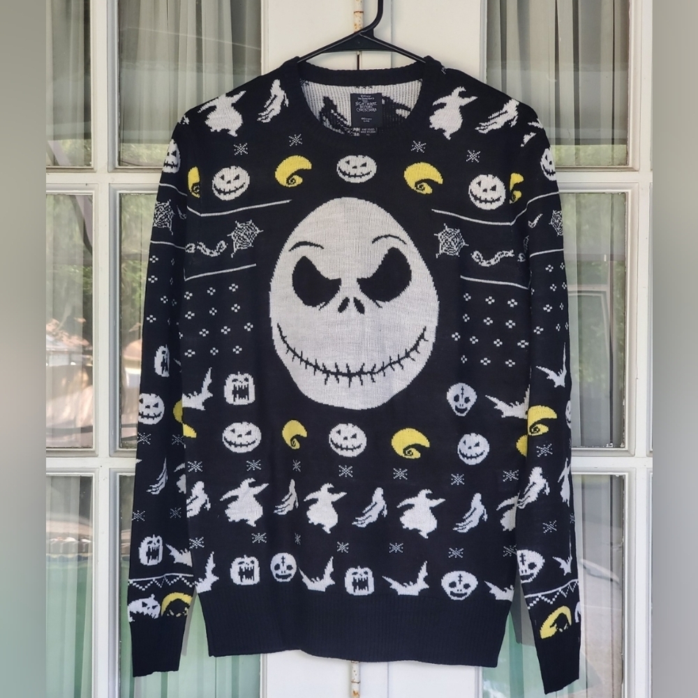 New Bioworld Mens XS Jack Skeleton Christmas Sweater, Pullover, New With Tags